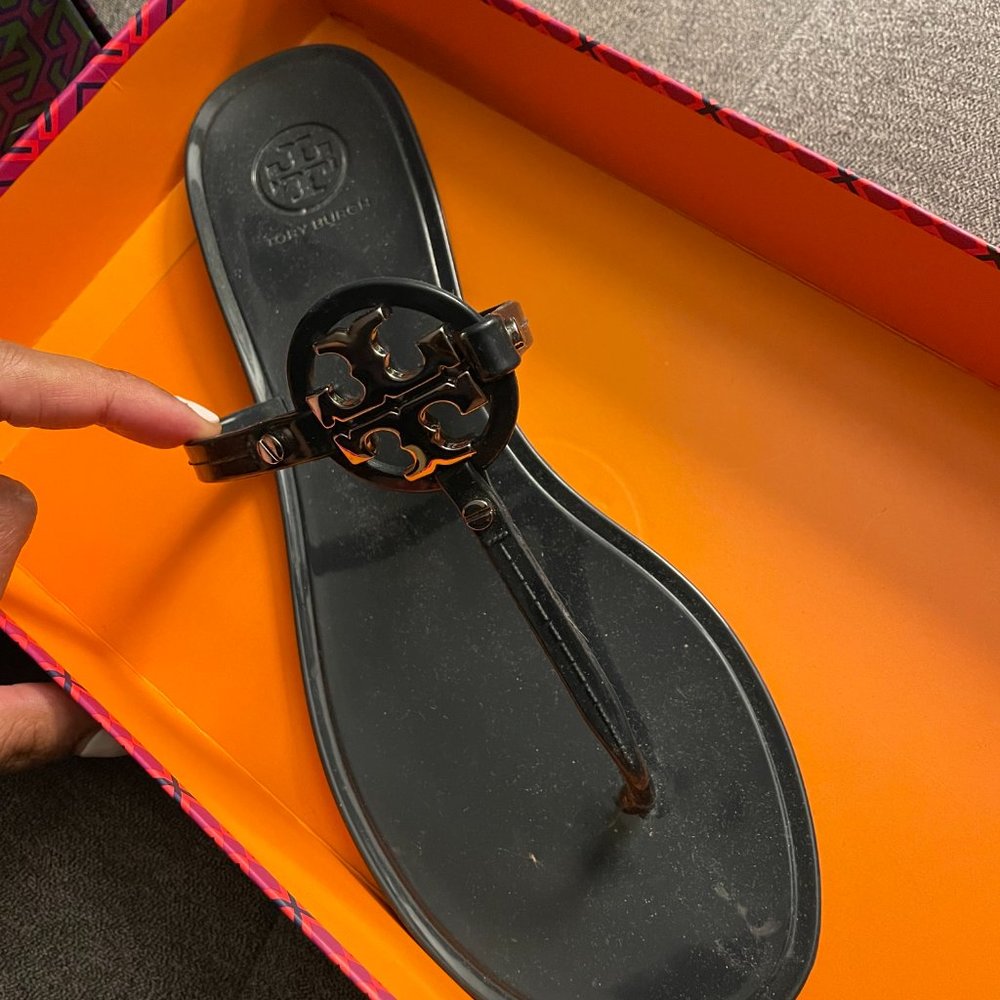Tory Burch Mini Miller Jelly Thong Sandals - Size 9 - Navy